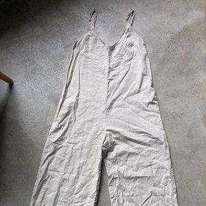 Wide leg tank jumpsuit - relaxed fit - linen blend